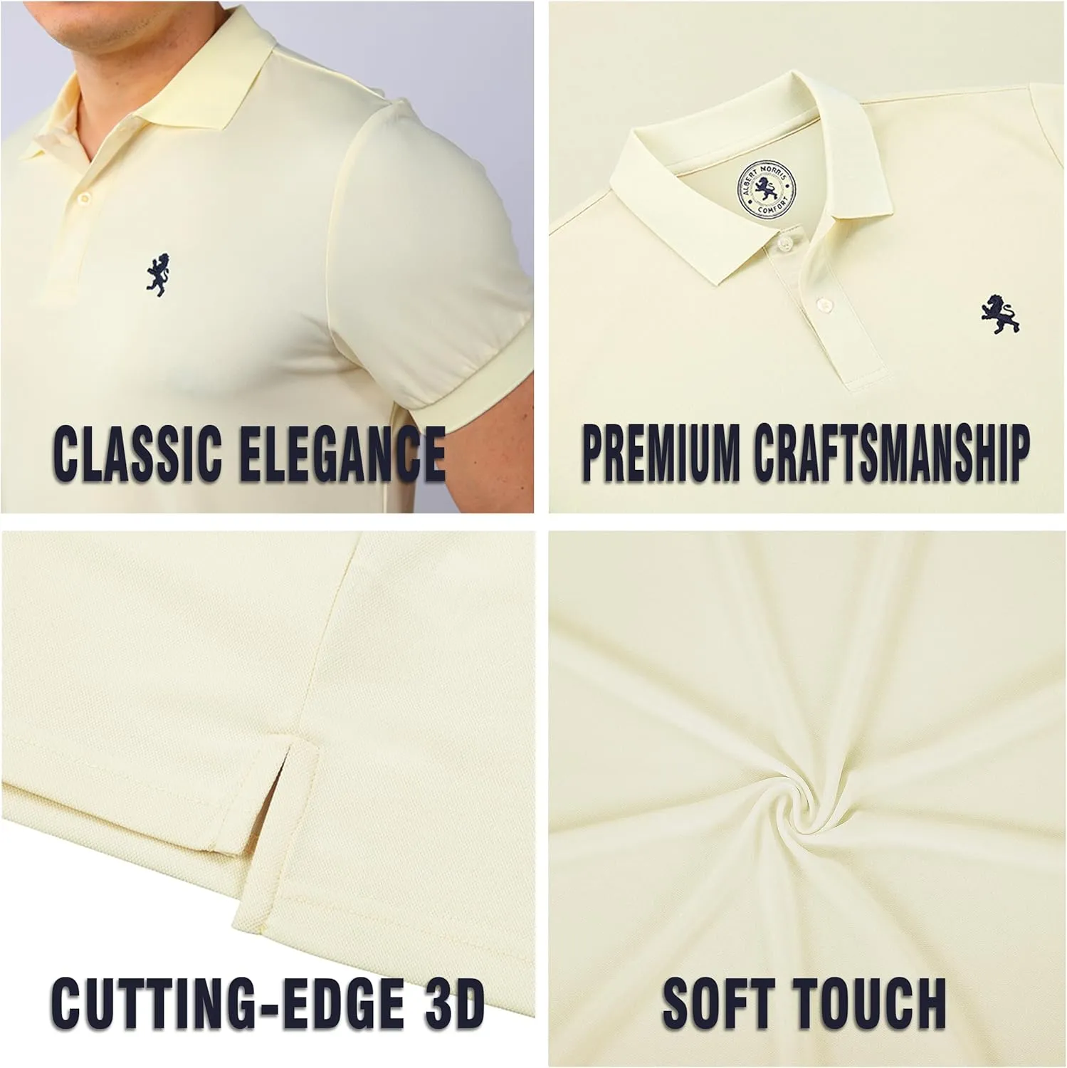 Albert Morris Mens Striped Short Sleeve Polo Shirts 4 Pack