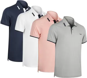 Albert Morris Mens Striped Short Sleeve Polo Shirts 4 Pack