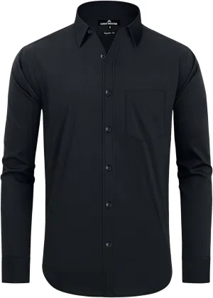 Alimens & Gentle Men's Dress Shirts Regular Fit Long Sleeve Button Down Shirts Wrinkle Free Cotton Shirts