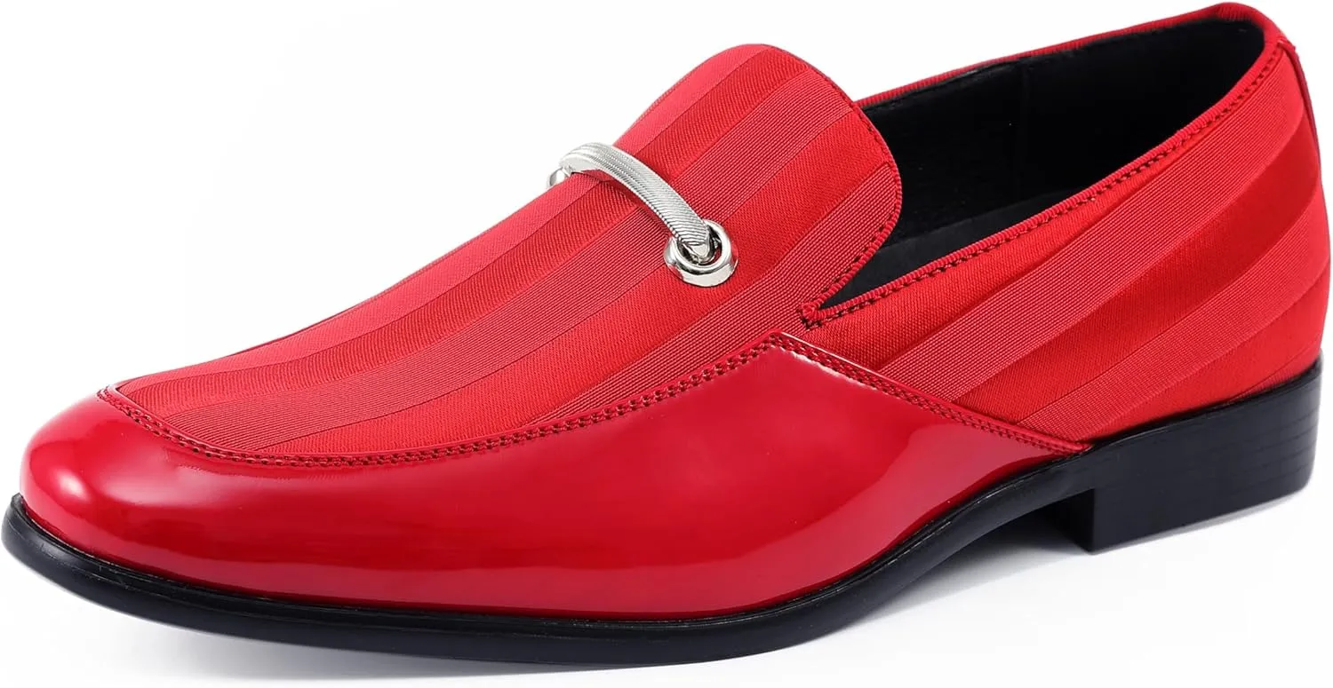 Amali Fay Velvet Men??s Slip-On Shoes with Gold Chain Ornament Dress Shoes for Men Velvet Formal Loafers for Men The Original Smoking Men Tuxedo Dress Shoes