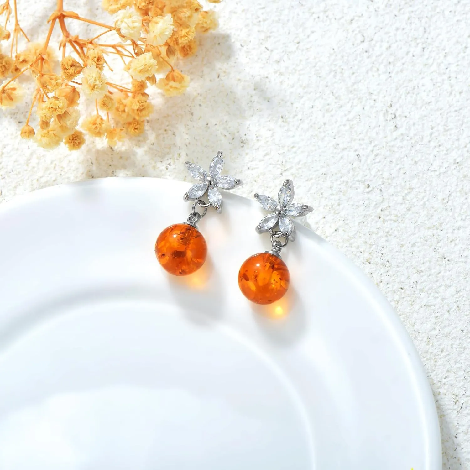 Amber Earrings for Women Amber Dangle Earrings Amber Jewelry Christmas Gift for Mother Wife