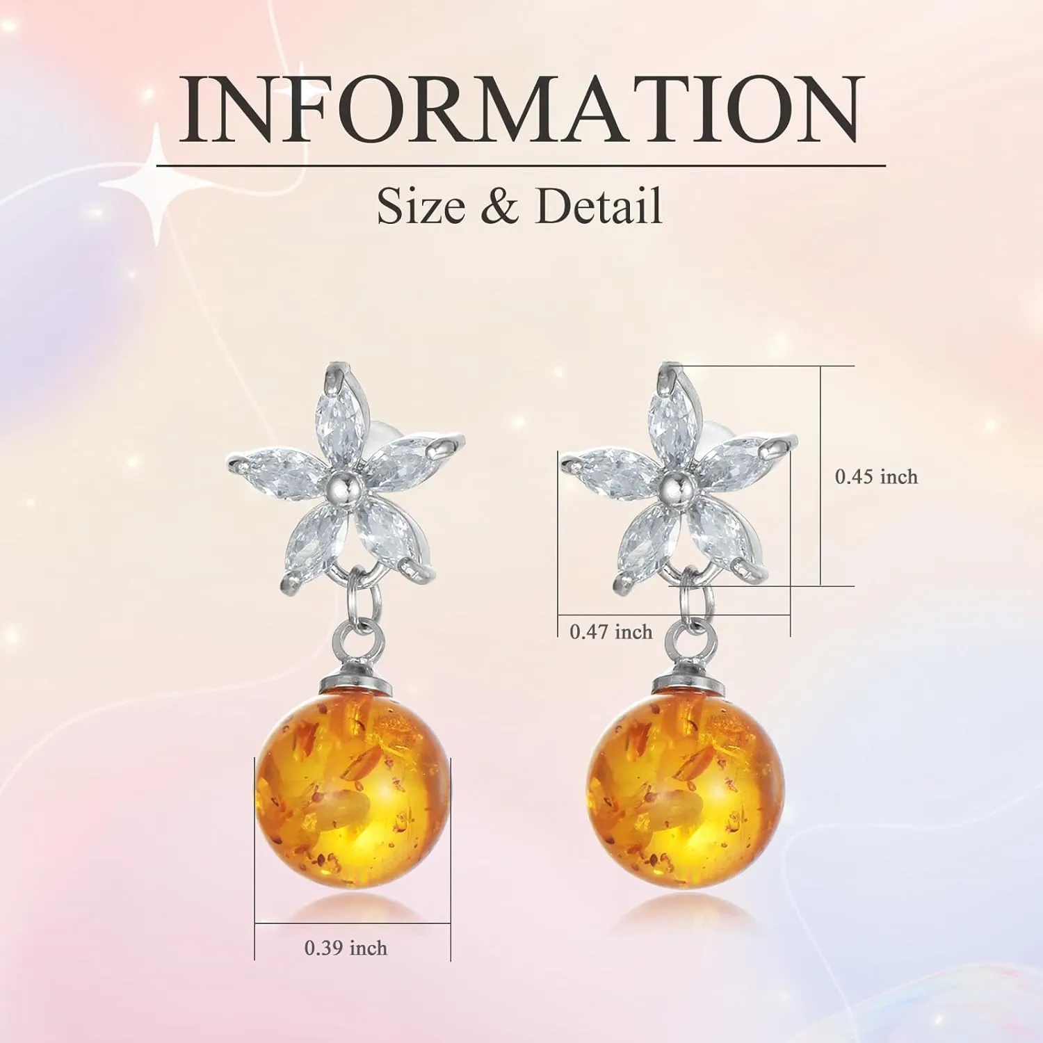 Amber Earrings for Women Amber Dangle Earrings Amber Jewelry Christmas Gift for Mother Wife