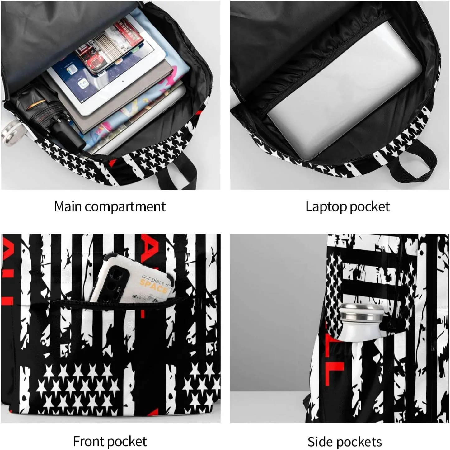 American Flag Volleyball Sports Casual Backpacks Large Travel Backpack Laptop Rucksack Sports Daypack Adjustable Strap Bag for Camping Hiking