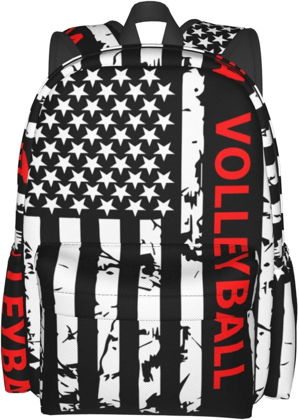 American Flag Volleyball Sports Casual Backpacks Large Travel Backpack Laptop Rucksack Sports Daypack Adjustable Strap Bag for Camping Hiking