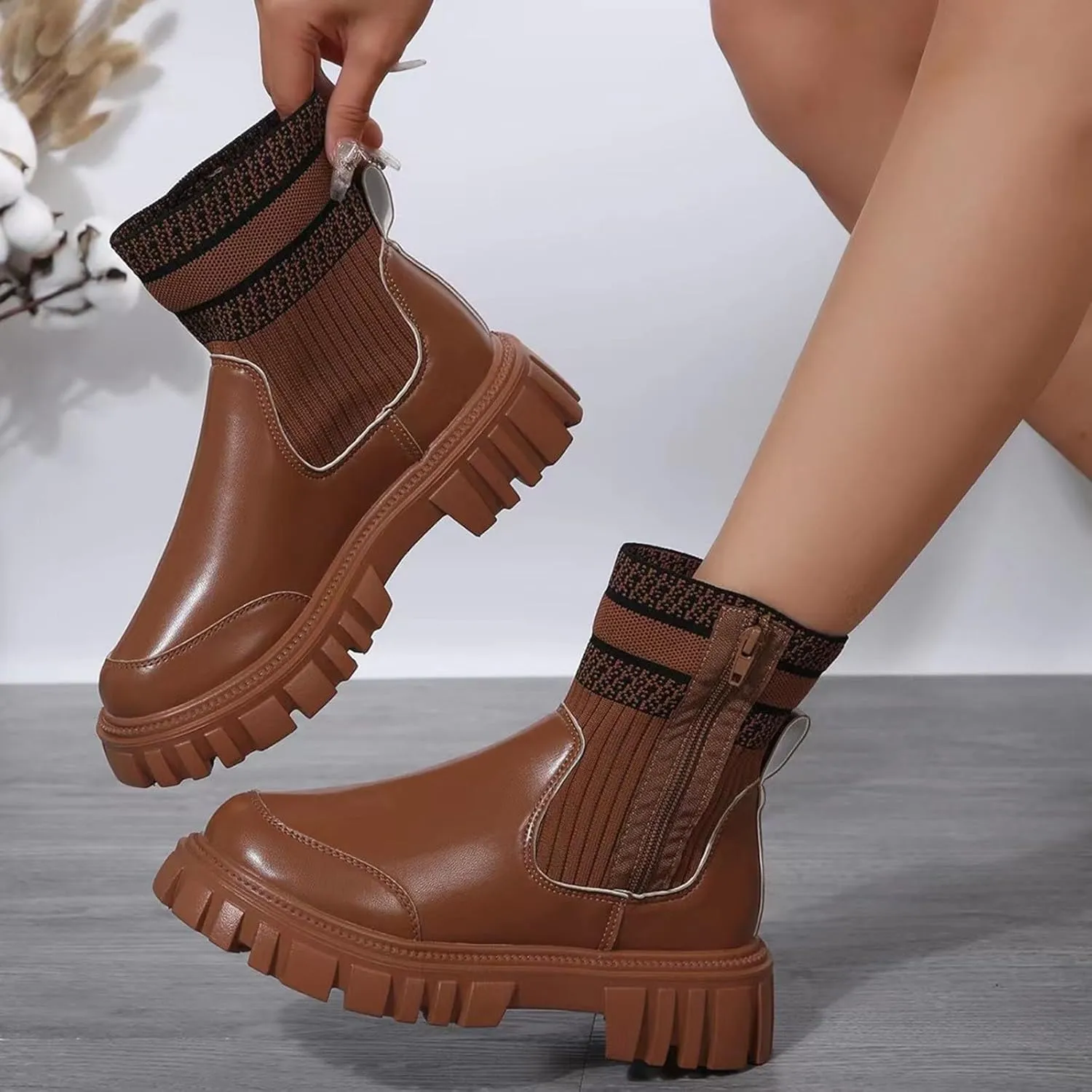 Ankle Boots Men Square Toe Ankle Boots Lace Up Ankle Boots for Women Boots for Skinny Legs Boots for Women Ankle Booties Low Heel Boot for Sprained Ankle