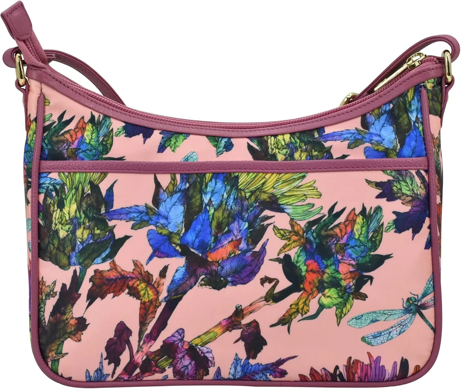 Anuschka East/West Hobo-Wanderlust Collection-Nylon Fabric with Leather Trim and Artwork Print