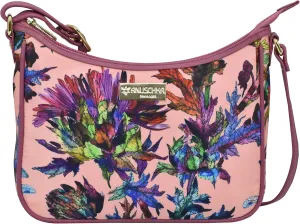 Anuschka East/West Hobo-Wanderlust Collection-Nylon Fabric with Leather Trim and Artwork Print