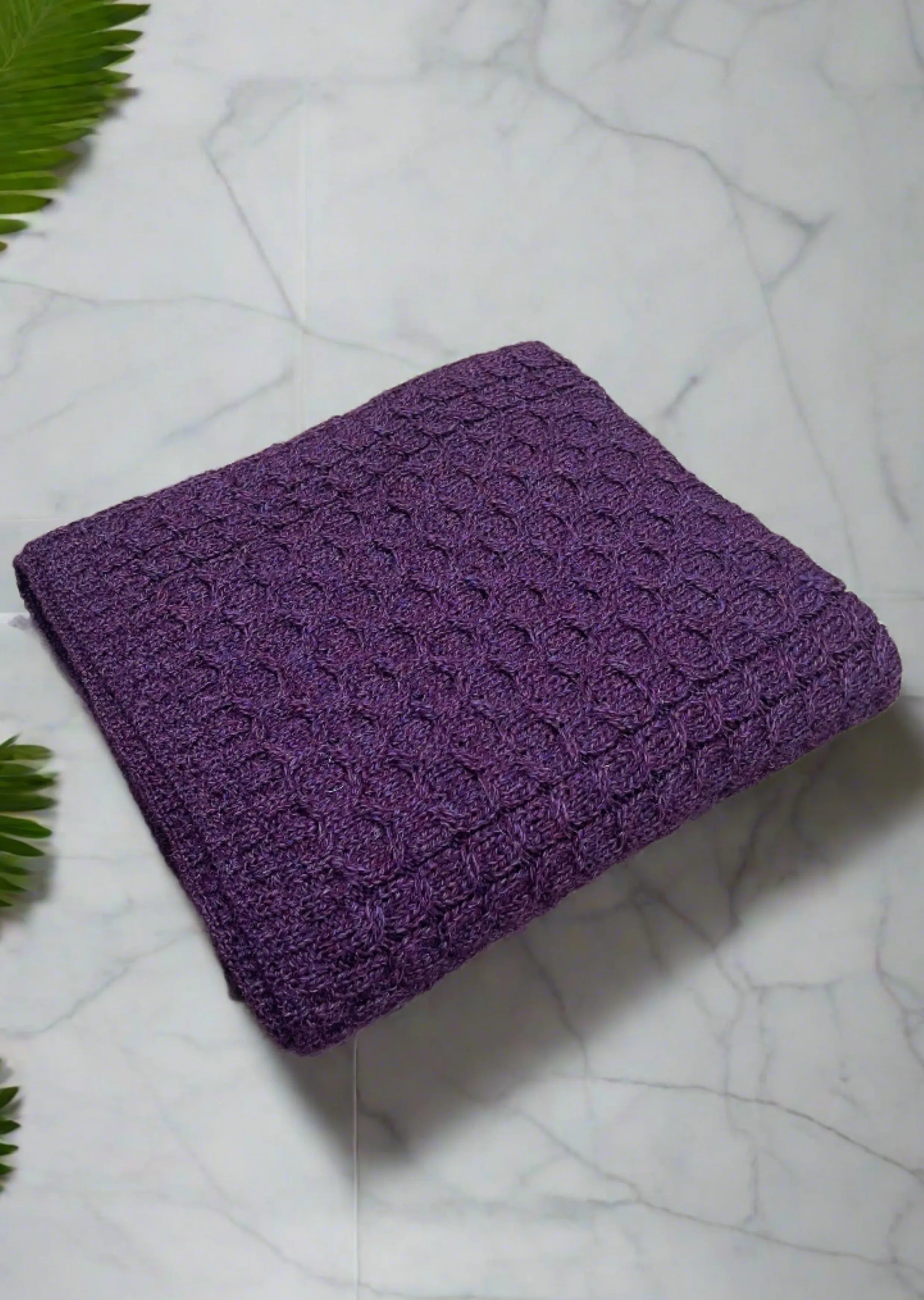 Aran Honeycomb Blanket | Purple
