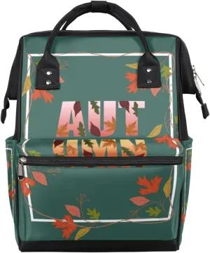 Autumn Letters Leaves Diaper Bag Tote Large Capacity Waterproof with Adjustable Shoulder Strap and Pram Straps Mommy Bag for Hospital Beach Weekender Travel