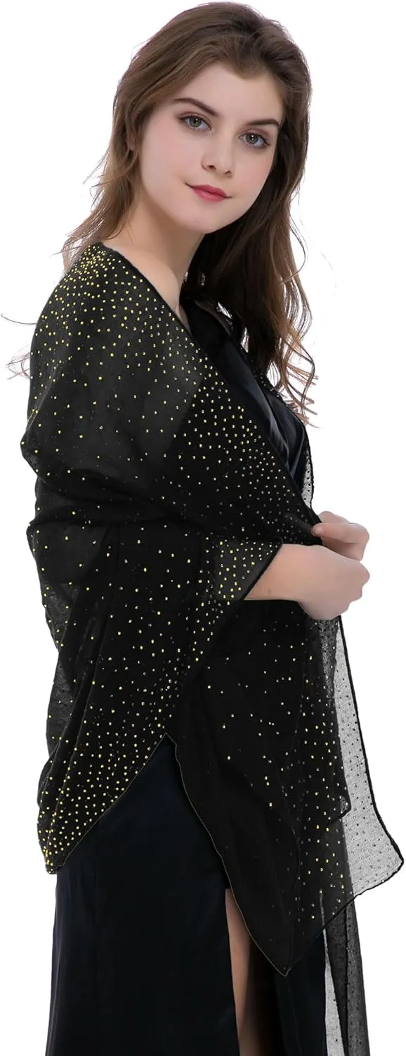 BANETTETA Starry Night Shawls and Wraps for Evening Dresses, Shiny Scarf for Womens Formal Wear