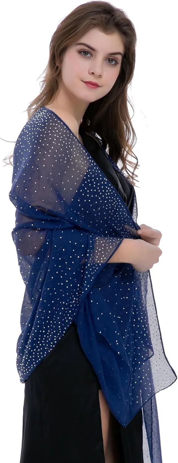 BANETTETA Starry Night Shawls and Wraps for Evening Dresses, Shiny Scarf for Womens Formal Wear