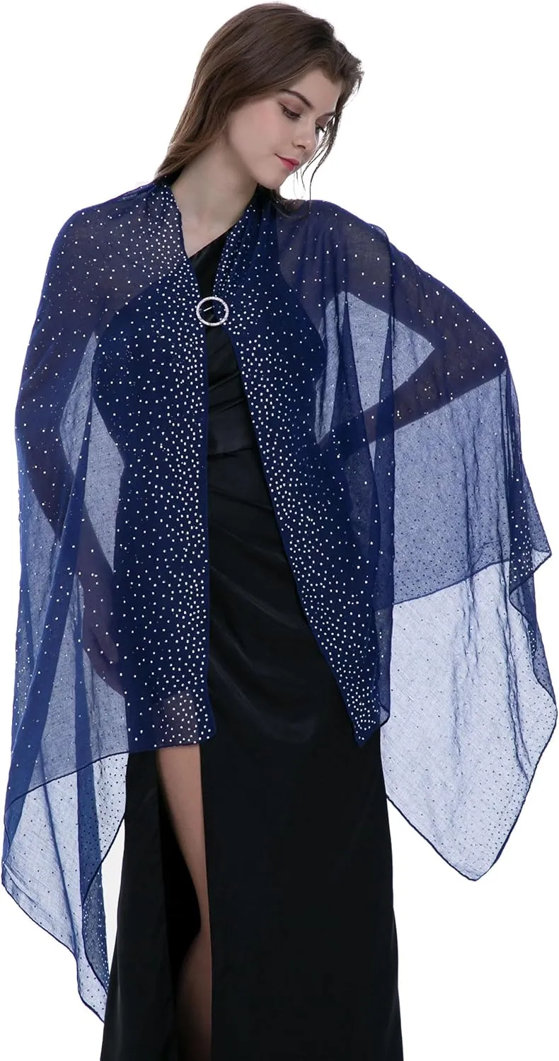 BANETTETA Starry Night Shawls and Wraps for Evening Dresses, Shiny Scarf for Womens Formal Wear