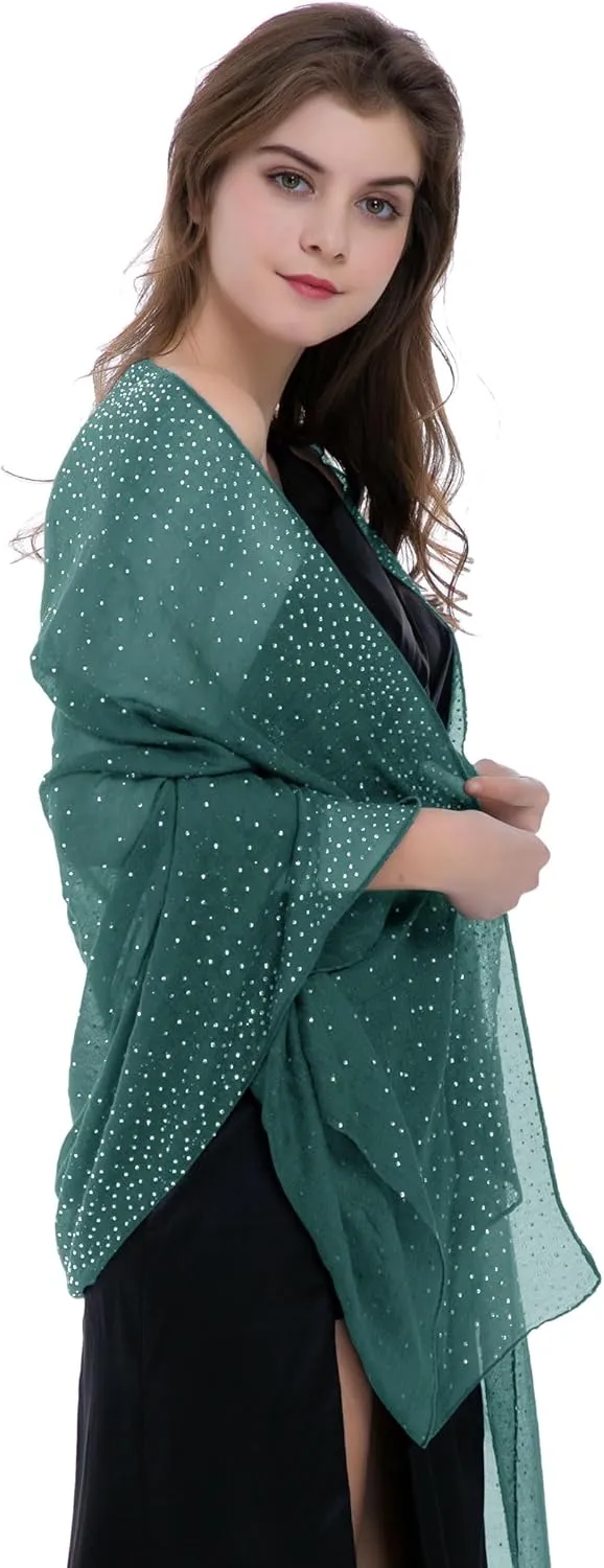 BANETTETA Starry Night Shawls and Wraps for Evening Dresses, Shiny Scarf for Womens Formal Wear