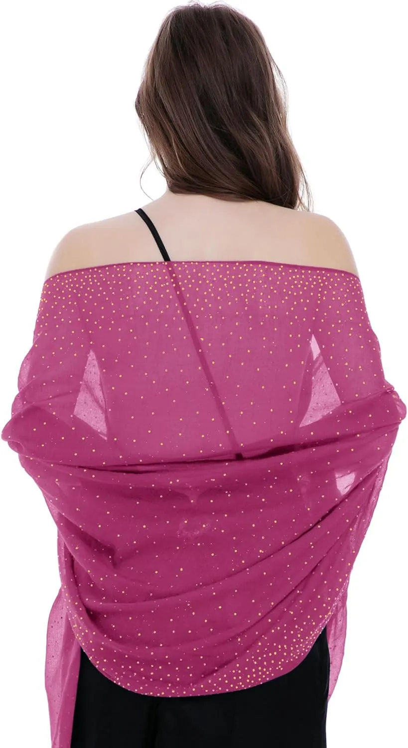 BANETTETA Starry Night Shawls and Wraps for Evening Dresses, Shiny Scarf for Womens Formal Wear