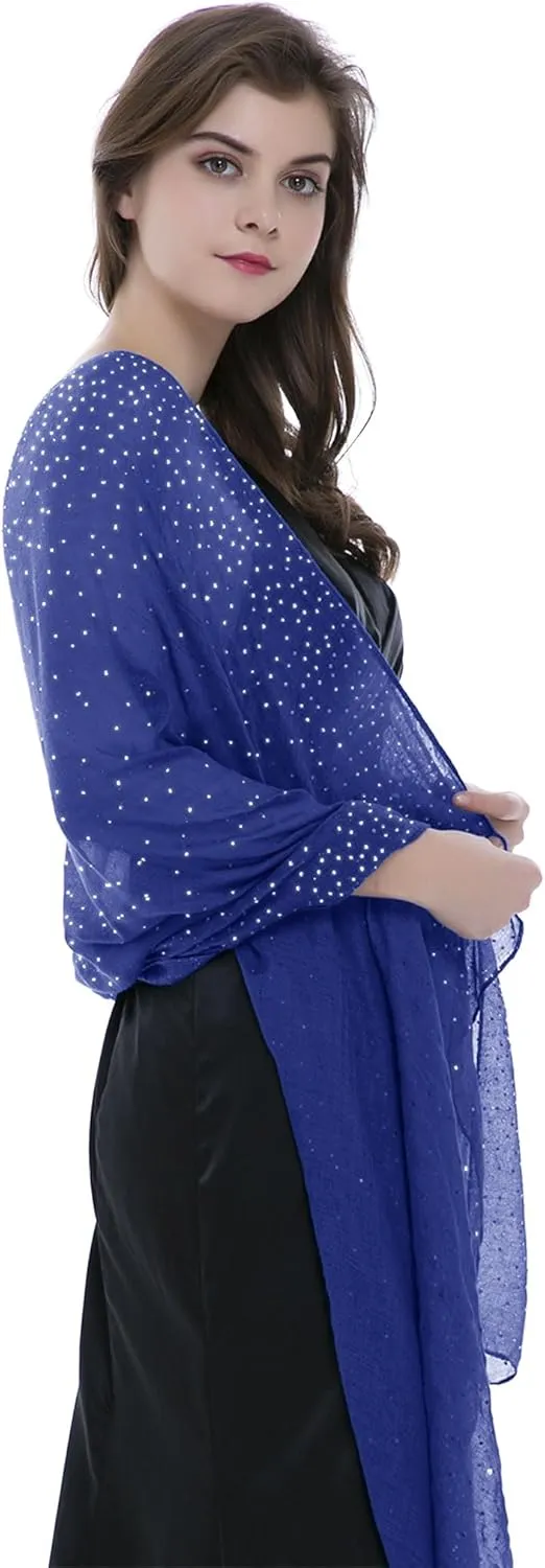BANETTETA Starry Night Shawls and Wraps for Evening Dresses, Shiny Scarf for Womens Formal Wear