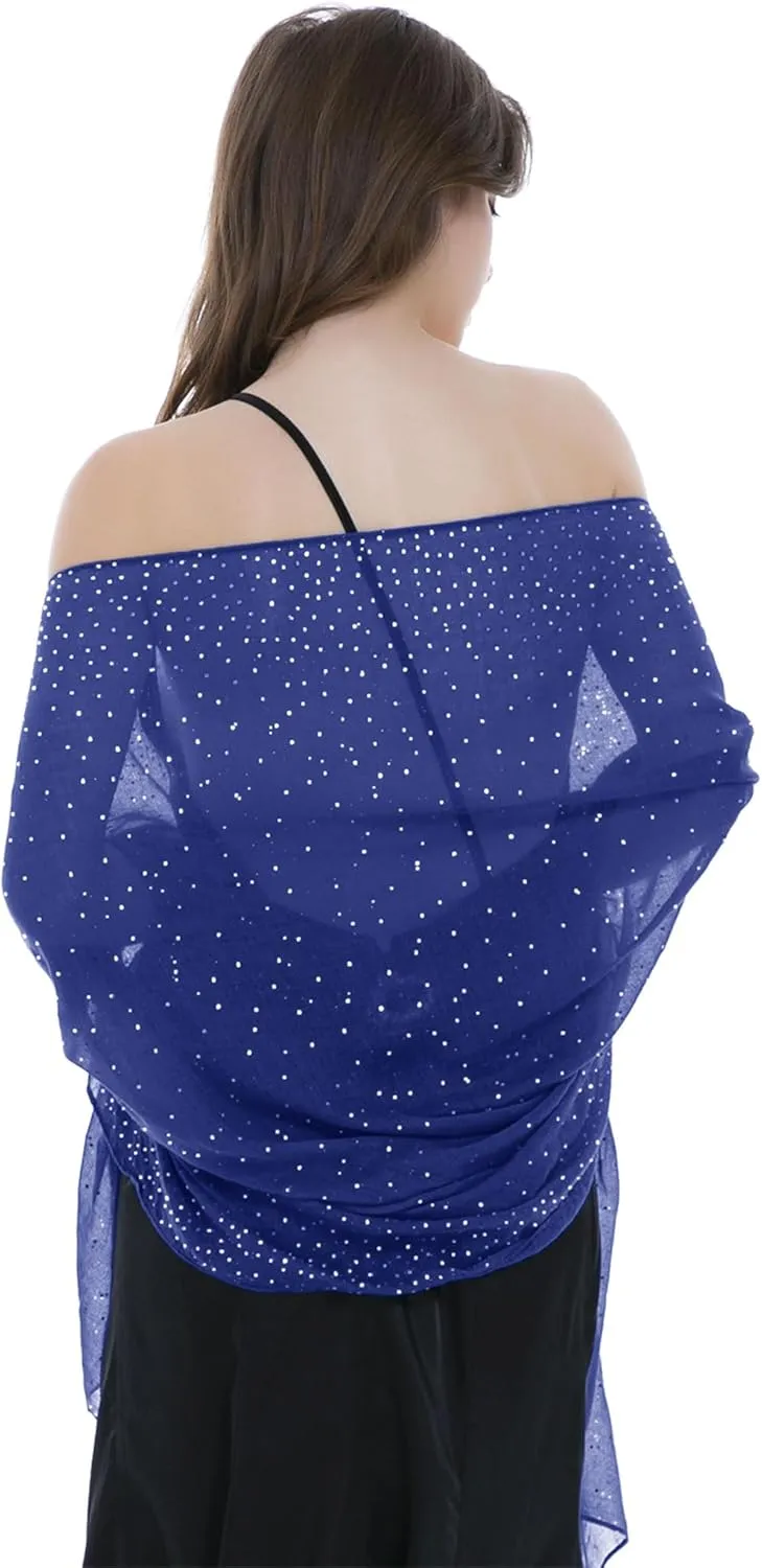 BANETTETA Starry Night Shawls and Wraps for Evening Dresses, Shiny Scarf for Womens Formal Wear
