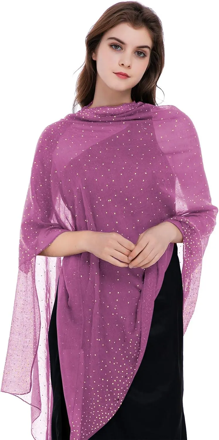 BANETTETA Starry Night Shawls and Wraps for Evening Dresses, Shiny Scarf for Womens Formal Wear