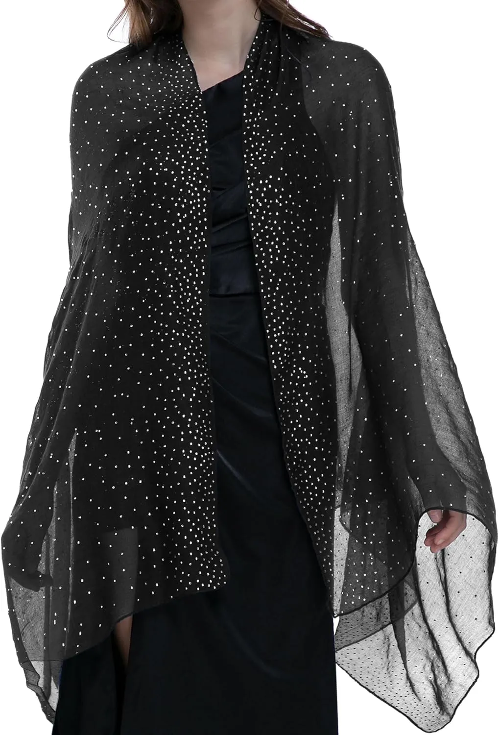BANETTETA Starry Night Shawls and Wraps for Evening Dresses, Shiny Scarf for Womens Formal Wear