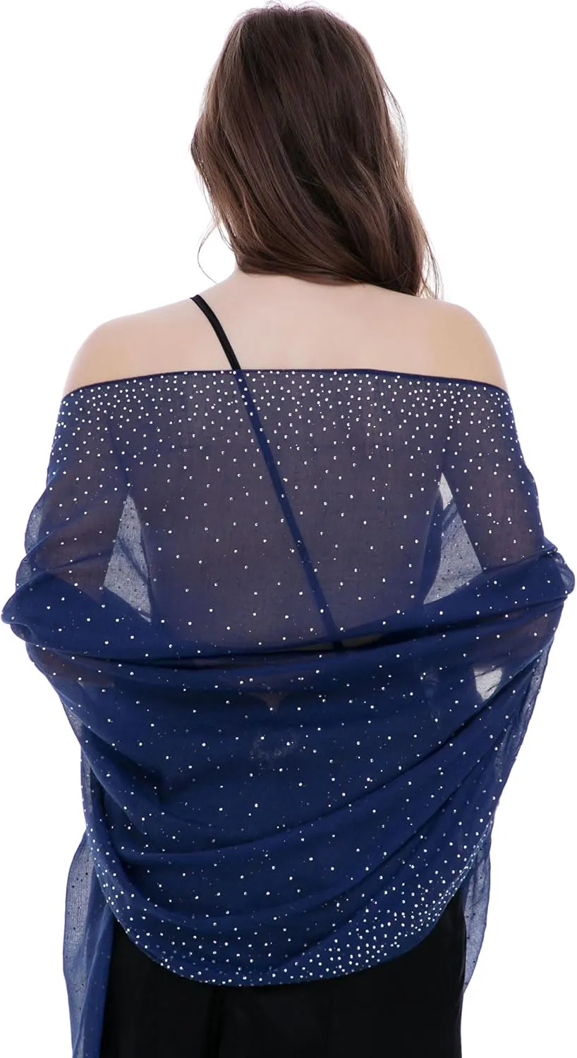 BANETTETA Starry Night Shawls and Wraps for Evening Dresses, Shiny Scarf for Womens Formal Wear