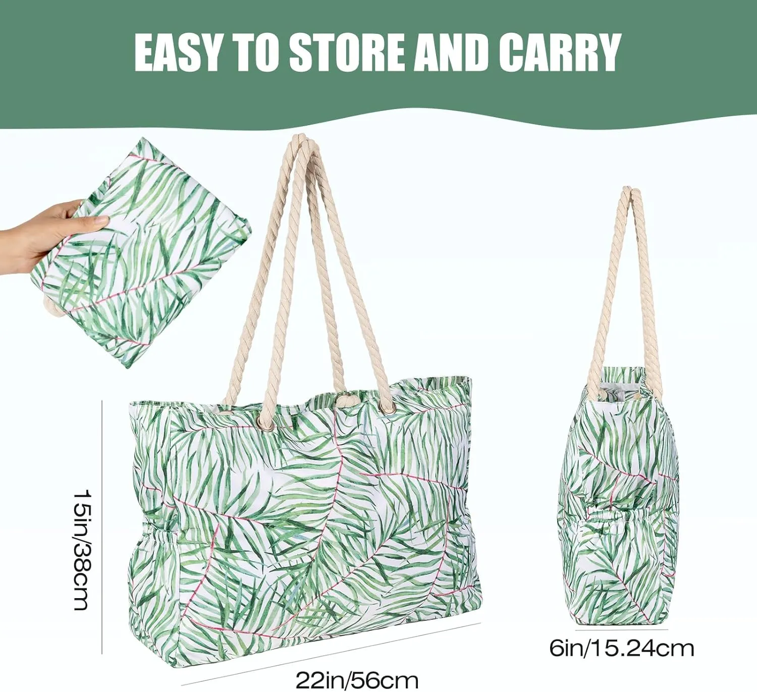 Beach Bags Extra Large Waterproof Sandproof Beach Tote Bag with Zipper Pockets for Swim Pool Family Vacation Travel