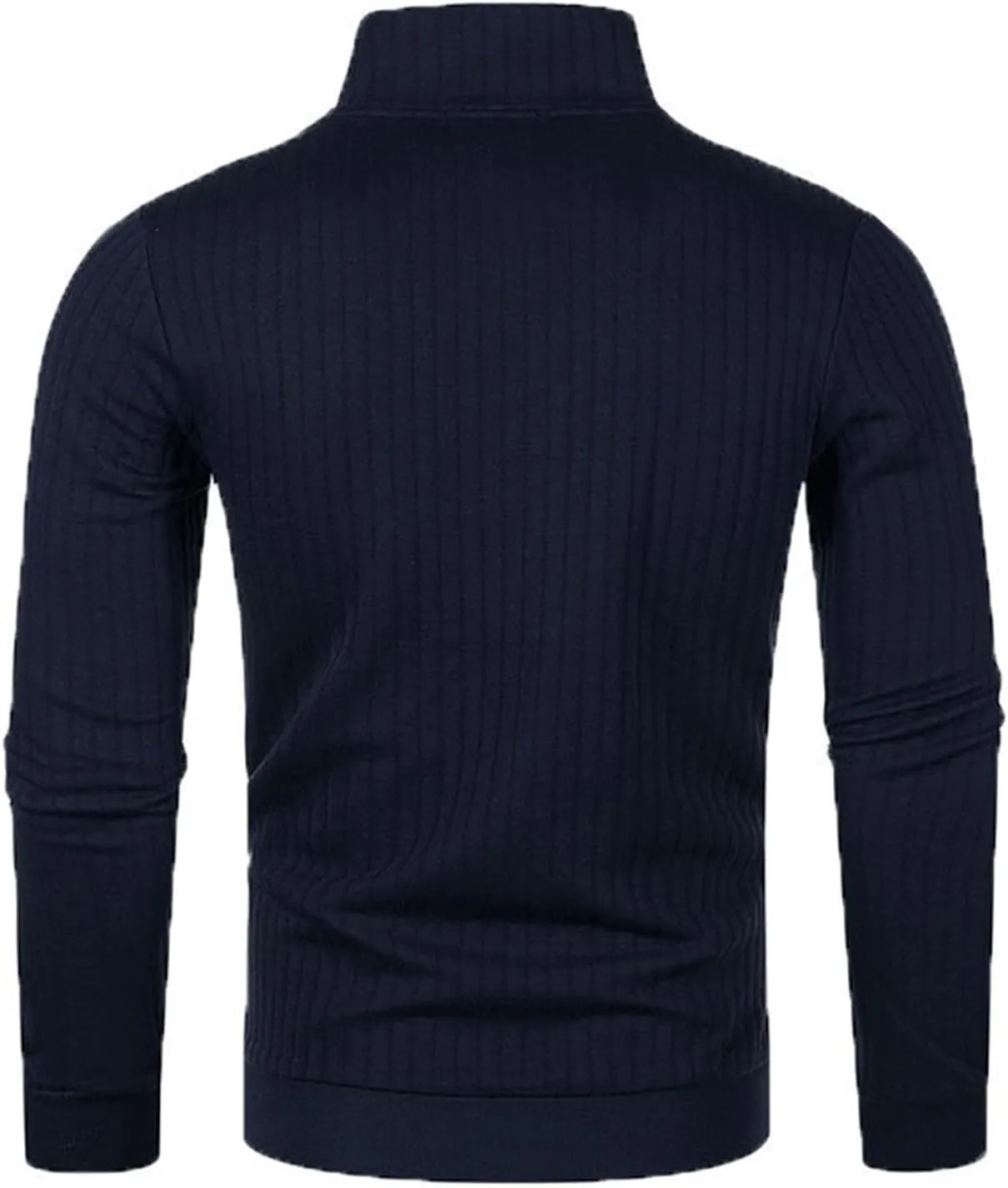 Black Quarter Zip Men Solid Wool Knitting Versatile Stand Collar Long Sleeve Long Cardigan Coat Men Black Sweater