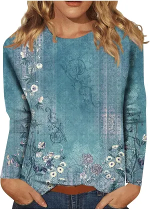 Blouses for Women 2025 Three Quarter Sleeve Round Neck T Shirt Hawaiian Printing Trendy Fashion Beach Tops