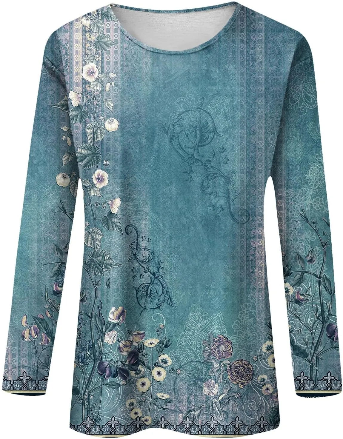 Blouses for Women 2025 Three Quarter Sleeve Round Neck T Shirt Hawaiian Printing Trendy Fashion Beach Tops