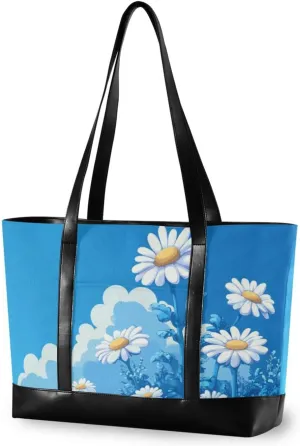 Blue Daisy Hello Sunshine Bloom Spring Large Capacity laptop bag for women with zipper 14 inch bag for women work with diaper estuche para laptop 14 pulgadas
