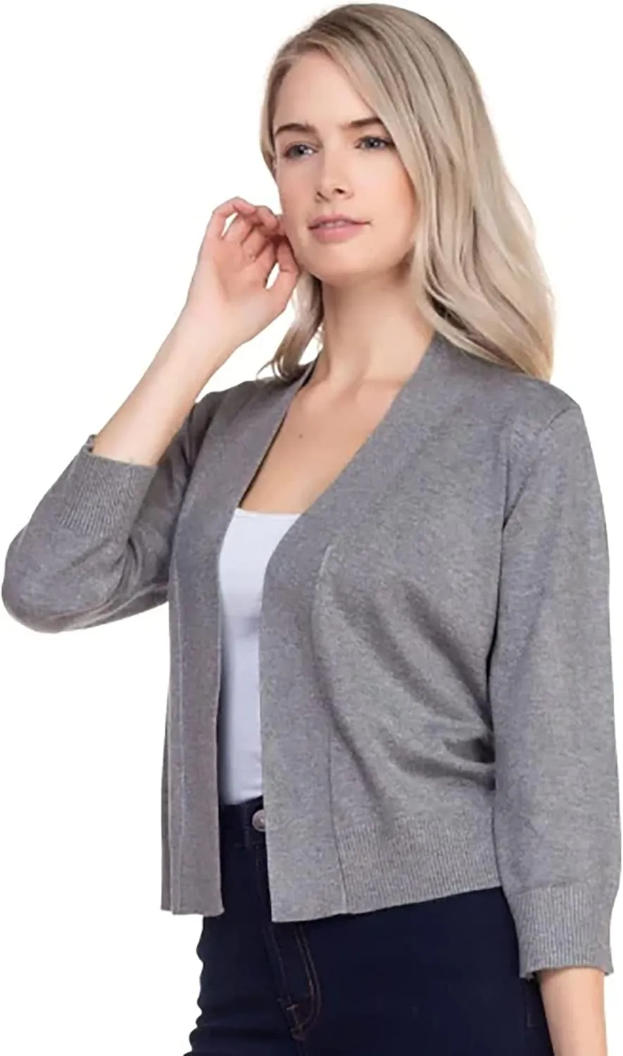 Bolero Cropped Cardigans Shrugs for Women - 3/4 Sleeve Open Front Cover up for Dresses