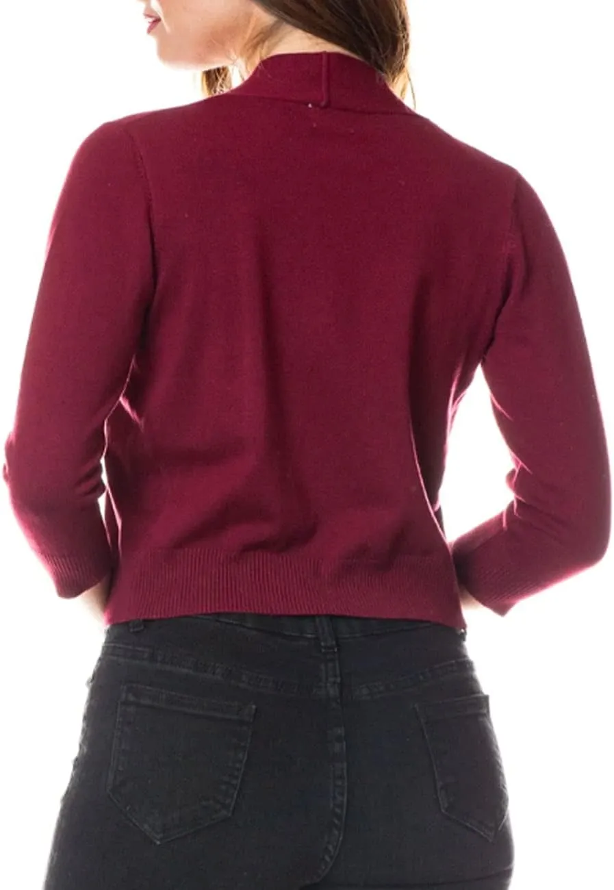 Bolero Cropped Cardigans Shrugs for Women - 3/4 Sleeve Open Front Cover up for Dresses