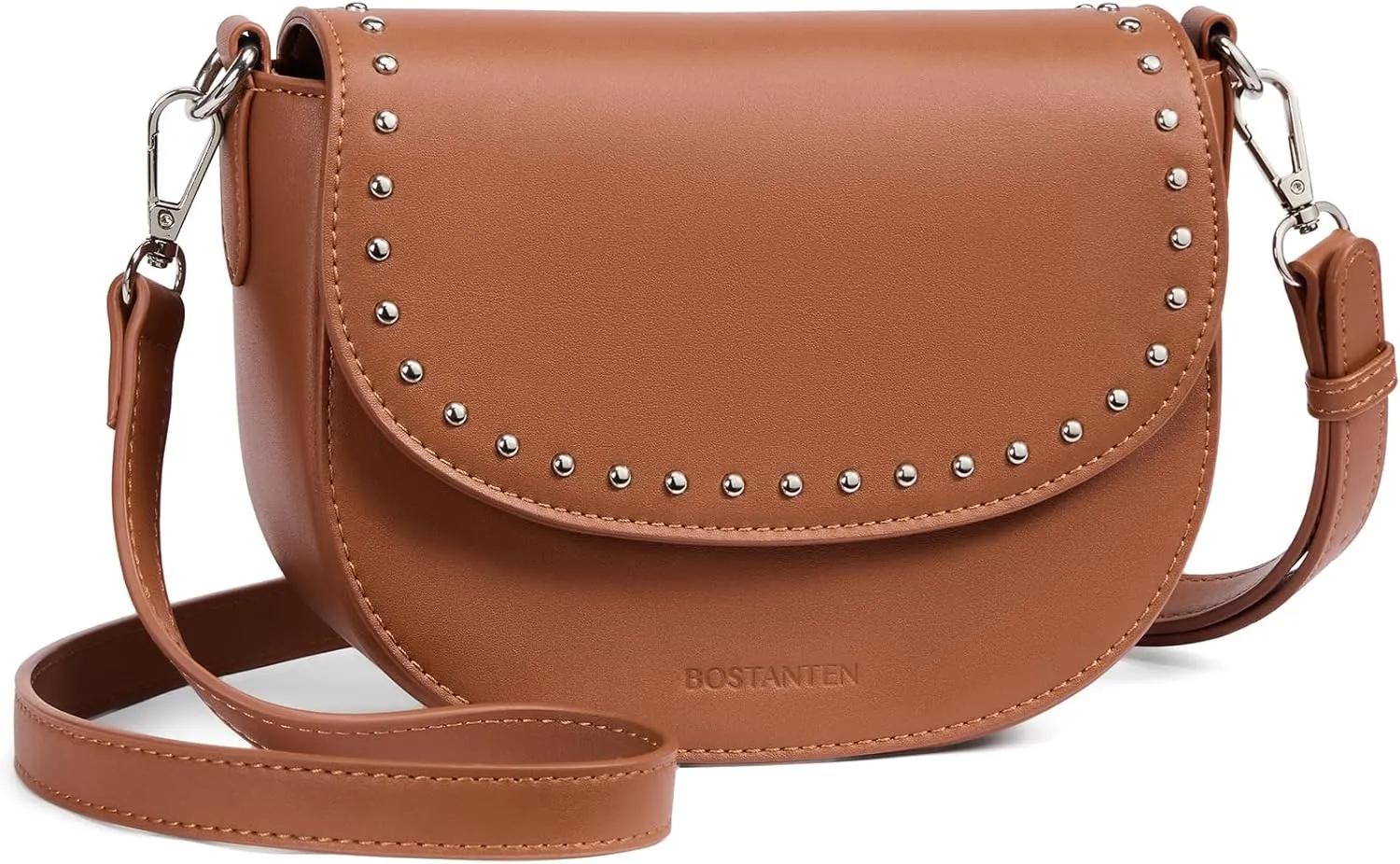 BOSTANTEN Small Crossbody Bags for Women Trendy Vegan Leather Saddle Purse Flap Shoulder Handbags with Adjustable Strap