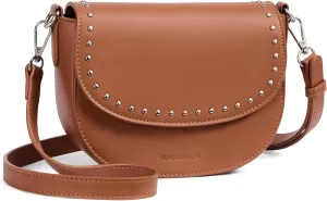 BOSTANTEN Small Crossbody Bags for Women Trendy Vegan Leather Saddle Purse Flap Shoulder Handbags with Adjustable Strap