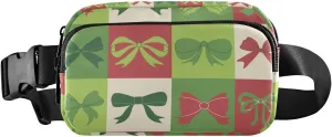 Bows Green Red Fanny Pack for Women Men Crossbody Belt Bag Fashion Waist Packs Purse with Adjustable Strap Travel Chest Bag for Shopping Traveling