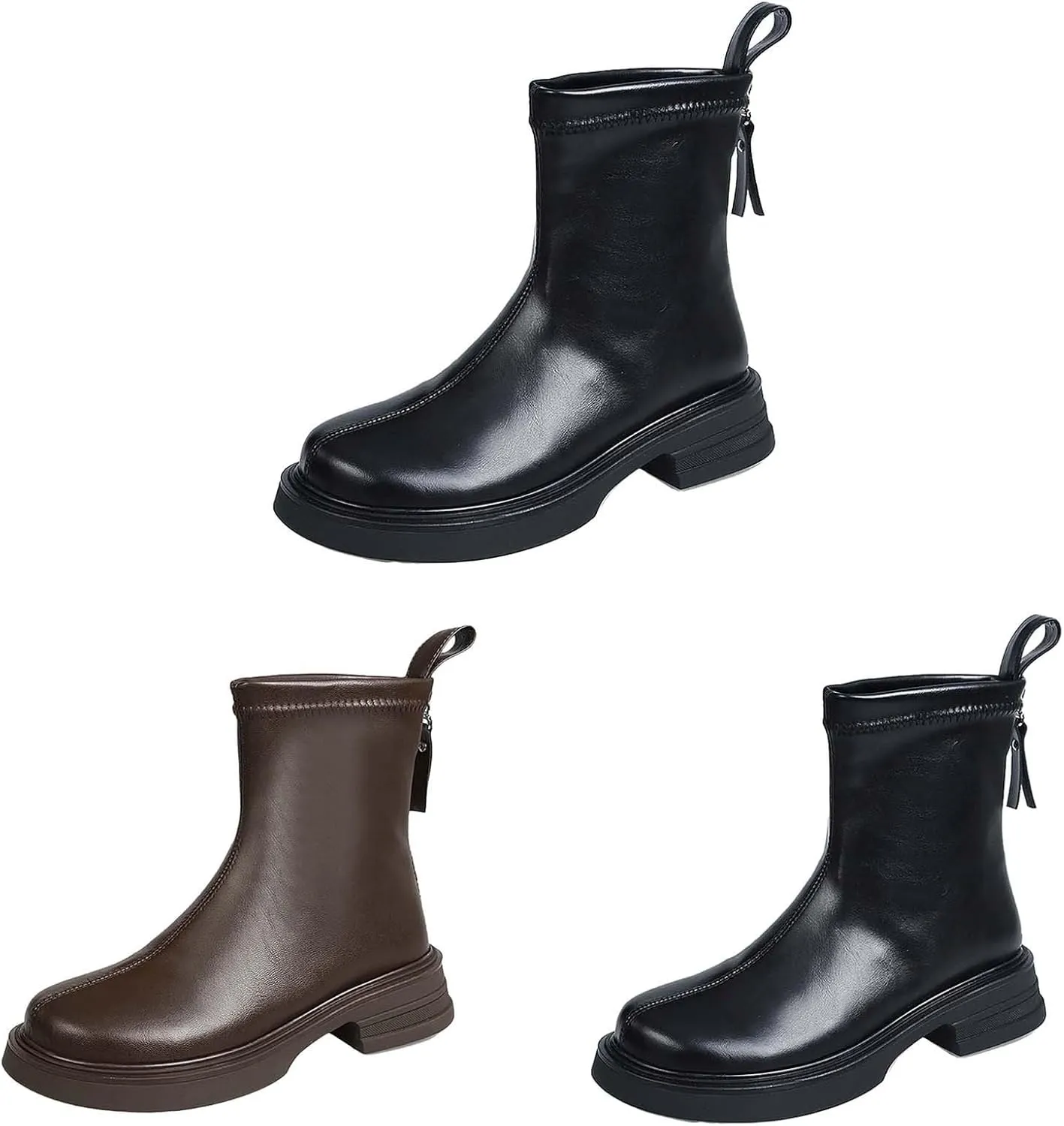 Brown Booties for Women Womens Fall Boots 2024 High Heeled Boots Wide Width Cowboy Boots for Women Black Square toe Ankle Boots for Women Low Heel Small Walking Boot for Sprained Ankle