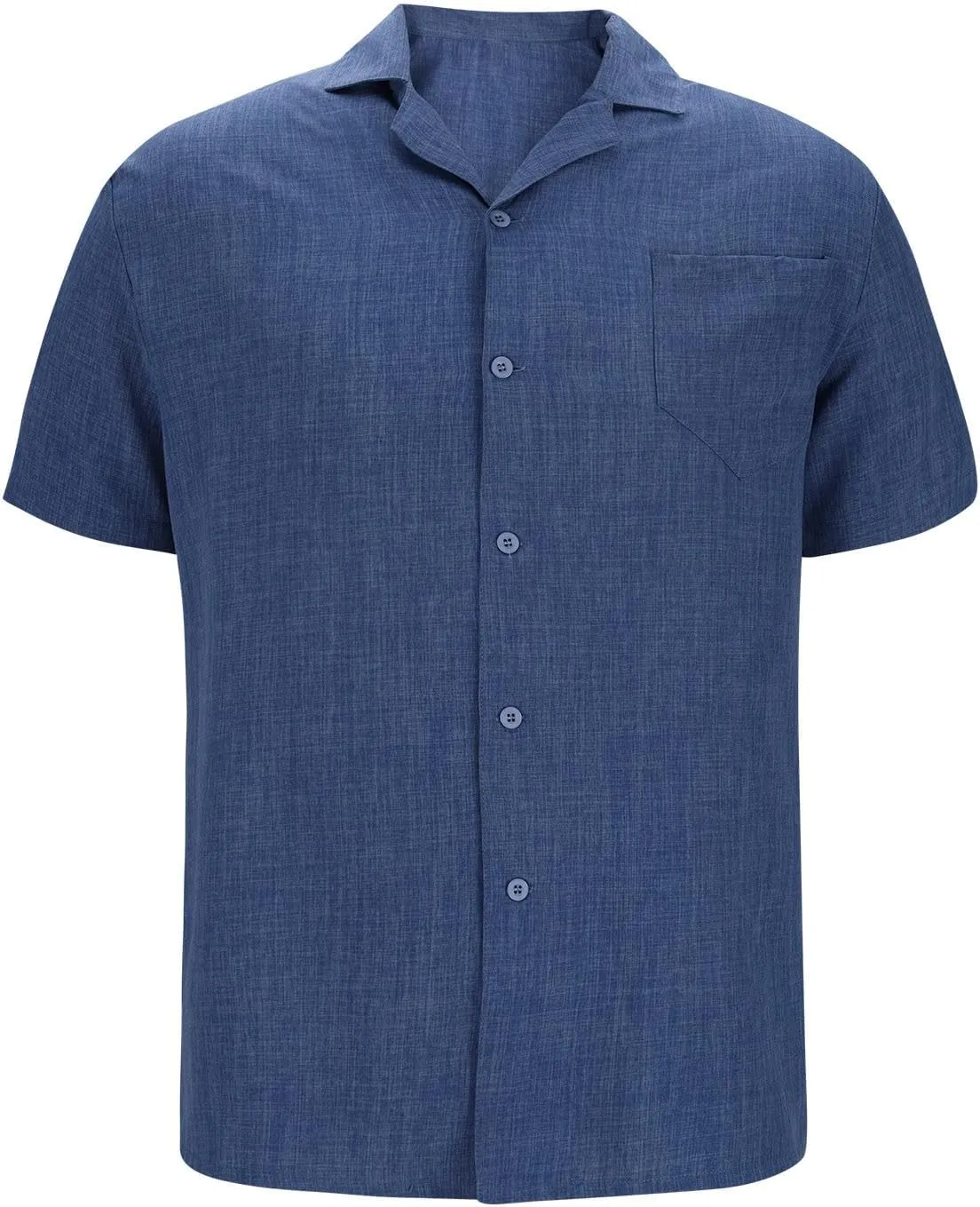 Button Down Short Sleeve Shirt for Men Casual Collared Linen Shirts Textured Shirts Vacation Beach Shirts