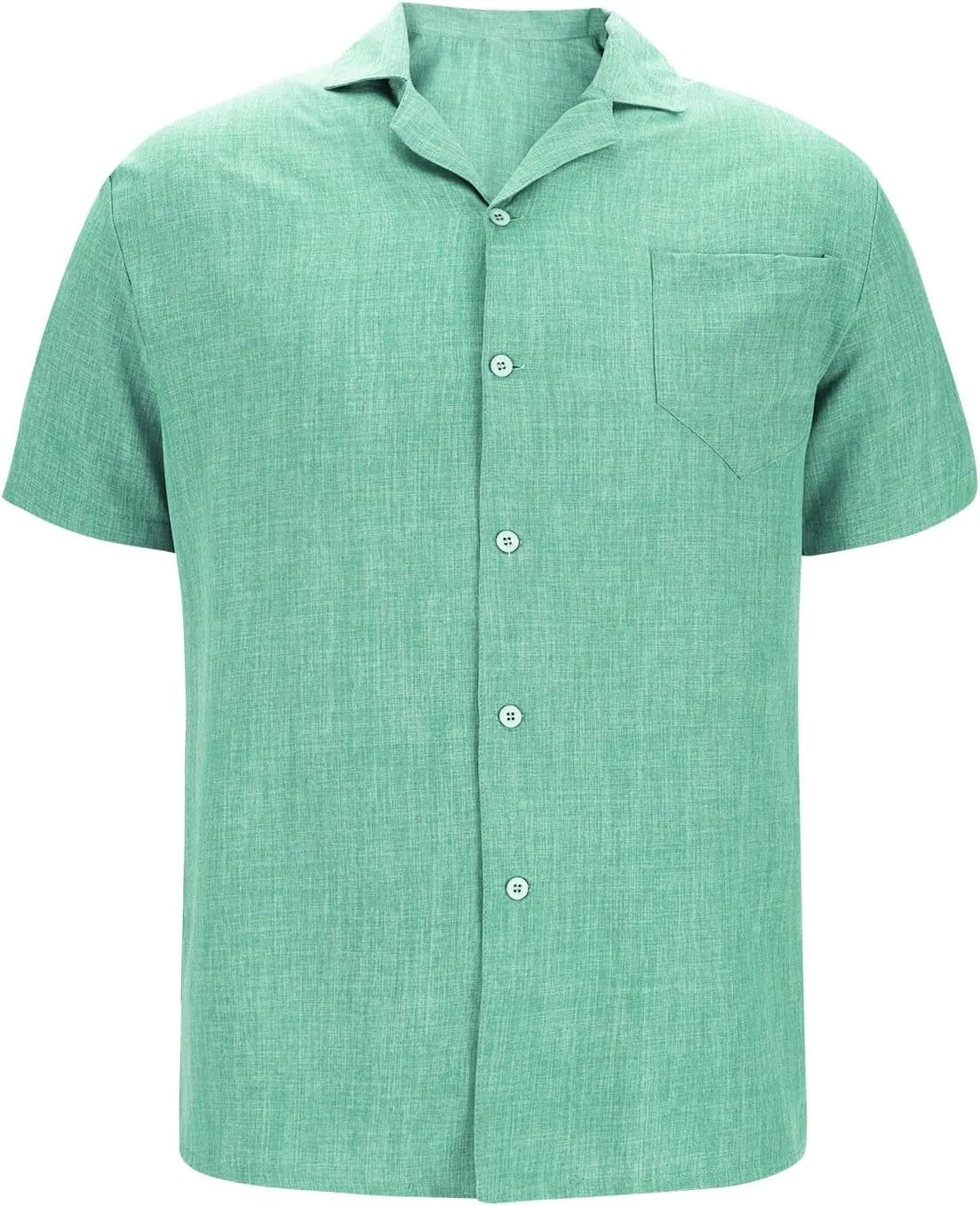 Button Down Short Sleeve Shirt for Men Casual Collared Linen Shirts Textured Shirts Vacation Beach Shirts