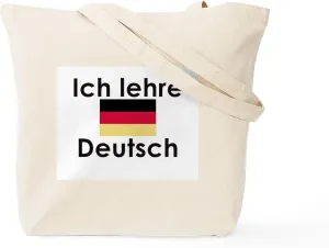 CafePress I Teach German (Deutsch) Tote Bag Reusable Natural Beige Canvas Shopping Bag