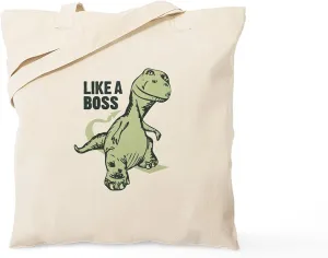CafePress Like A Boss Dinosaur T Rex Tote Bag Reusable Natural Beige Canvas Shopping Bag