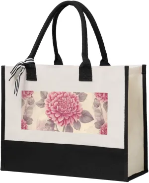 Canvas Tote Bag for Women Beach Tote Purse Reusable Grocery Bag Beautiful vintage pink flower Aesthetic Shopping Bags