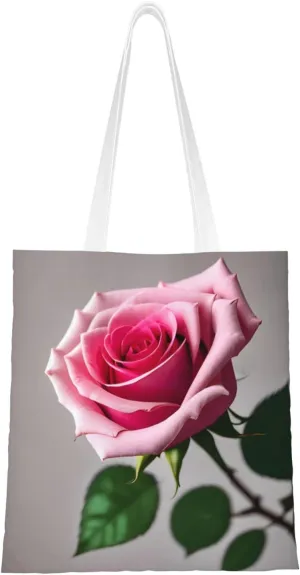Canvas Tote Bag for Women Shoulder Tote Purse Reusable Grocery Bag Pink Dahlia Aesthetic Shopping Bags