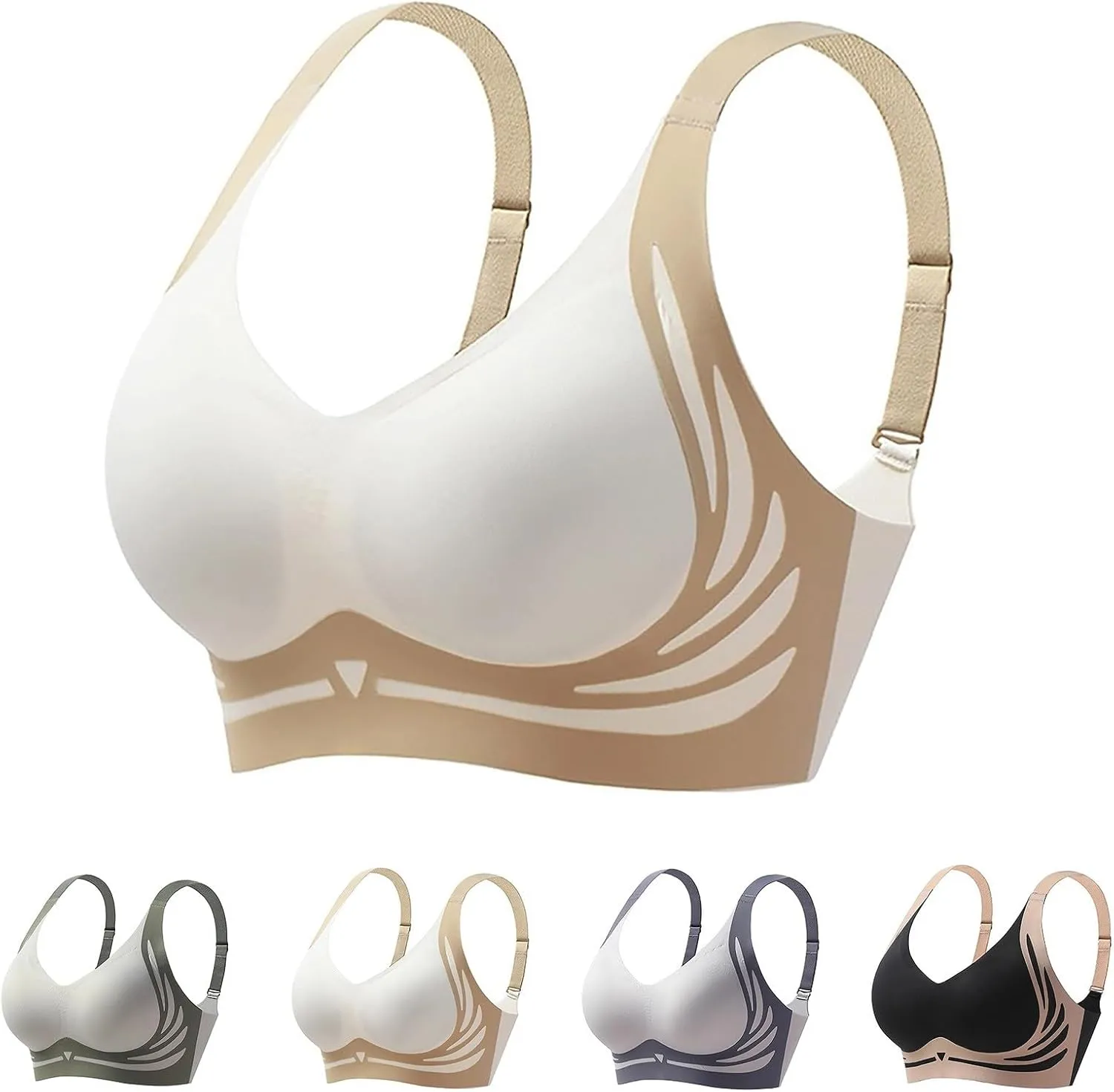 Caralush Bra,Lushfitting Powerful Push-up Seamless Bra,Super Gather Bra Wireless Anti Sagging Eversocute Bra for Women