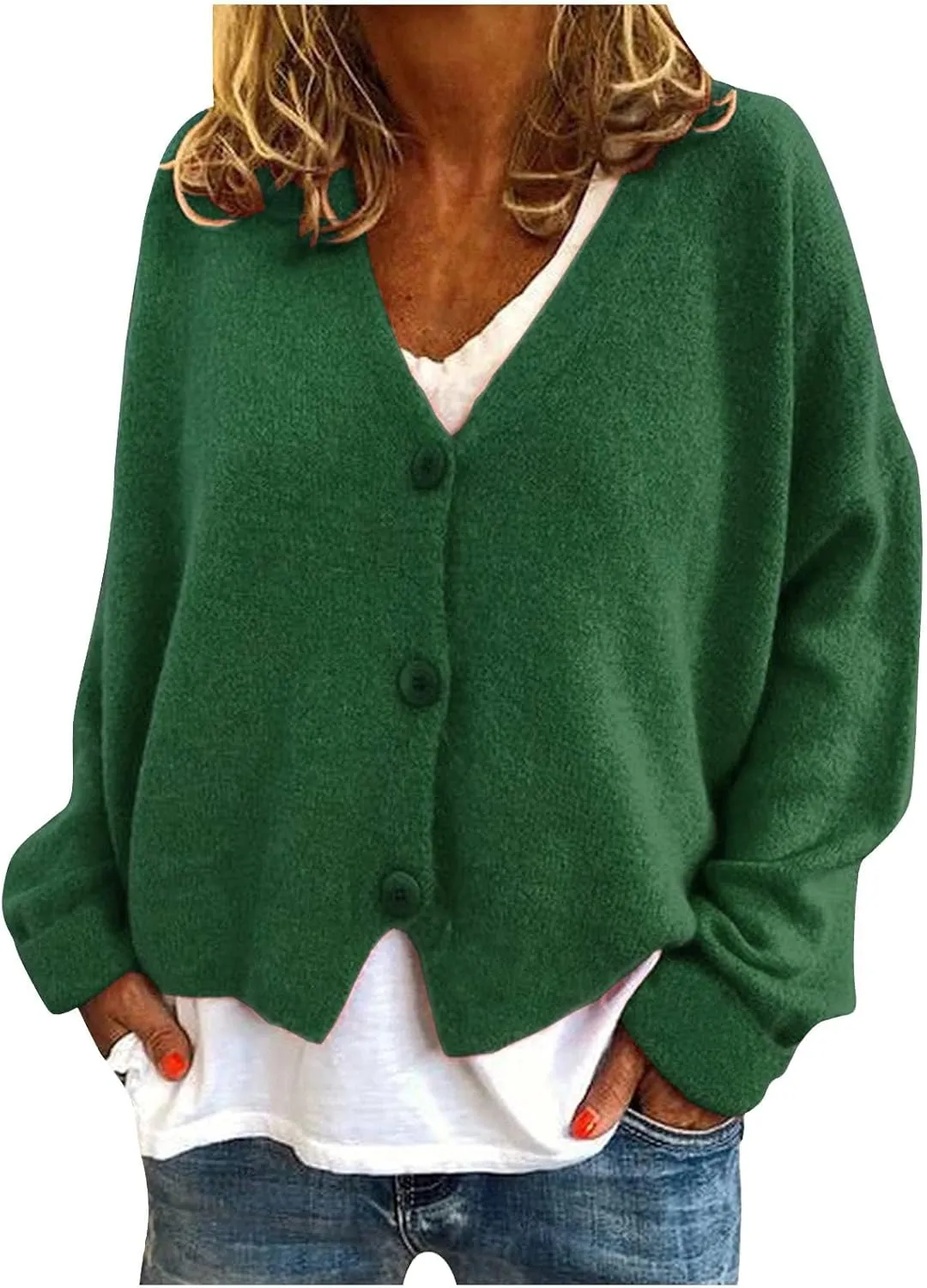 Cardigans for Women Trendy Oversized v Neck Lightweight Knit Sweater Button Front Casual Trendy Tops Outfits Clothes