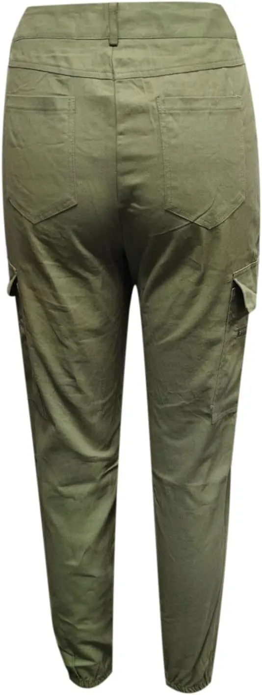 Cargo Leggings with Pockets for Women Casual Skinny Pockets High Waist Pants Stretch Bound Feet Ripstop Cargo Trouser
