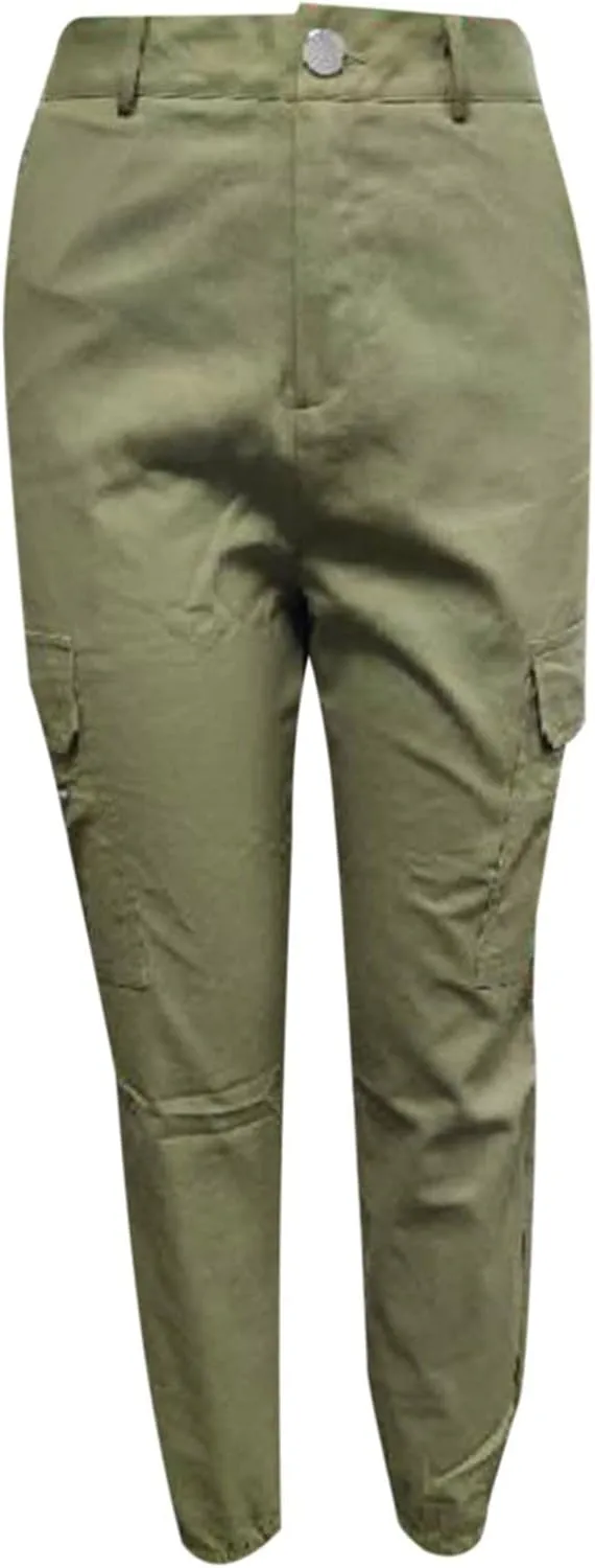 Cargo Leggings with Pockets for Women Casual Skinny Pockets High Waist Pants Stretch Bound Feet Ripstop Cargo Trouser