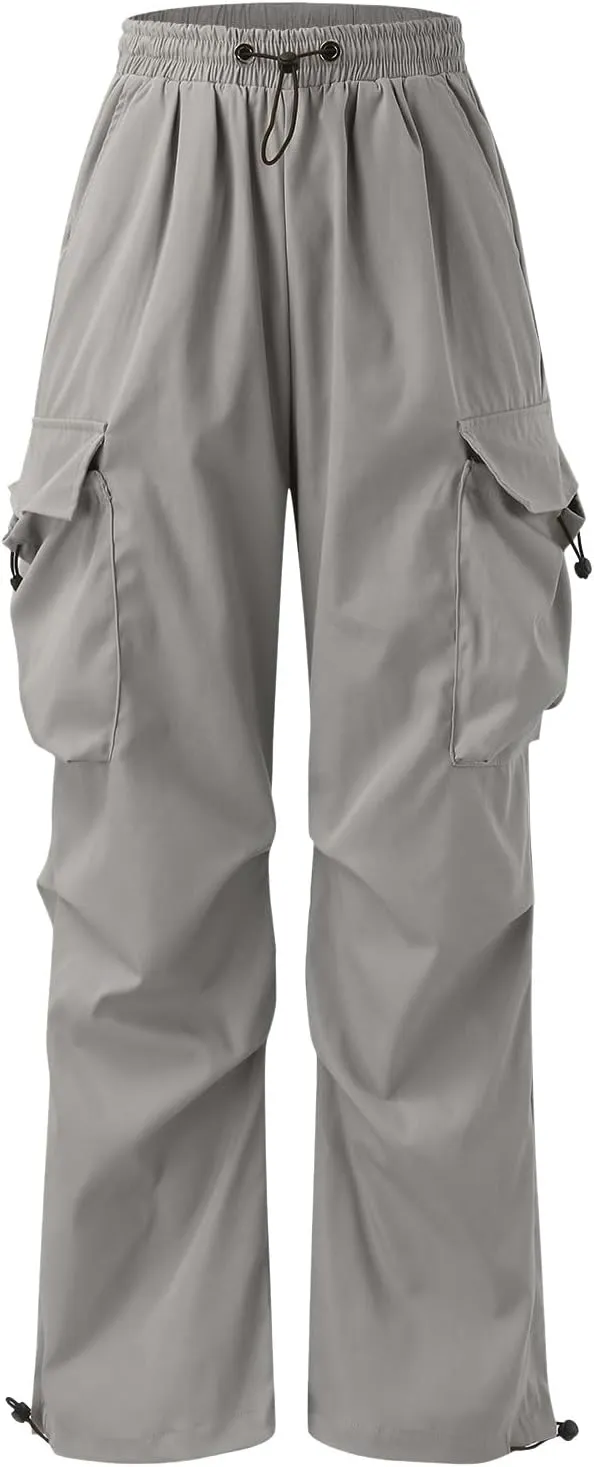 Cargo Pants Men Loose Fit Wide Leg Casual Joggers Elastic Waist Drawstring Outdoor Pants with Pockets