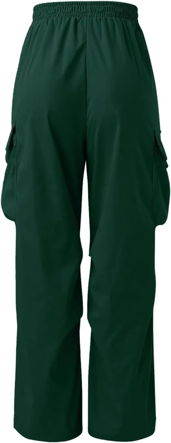 Cargo Pants Men Loose Fit Wide Leg Casual Joggers Elastic Waist Drawstring Outdoor Pants with Pockets