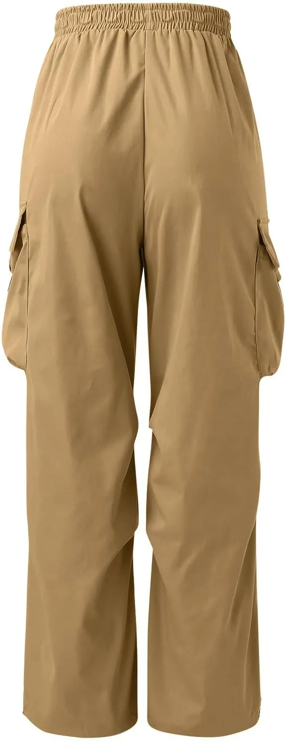 Cargo Pants Men Loose Fit Wide Leg Casual Joggers Elastic Waist Drawstring Outdoor Pants with Pockets