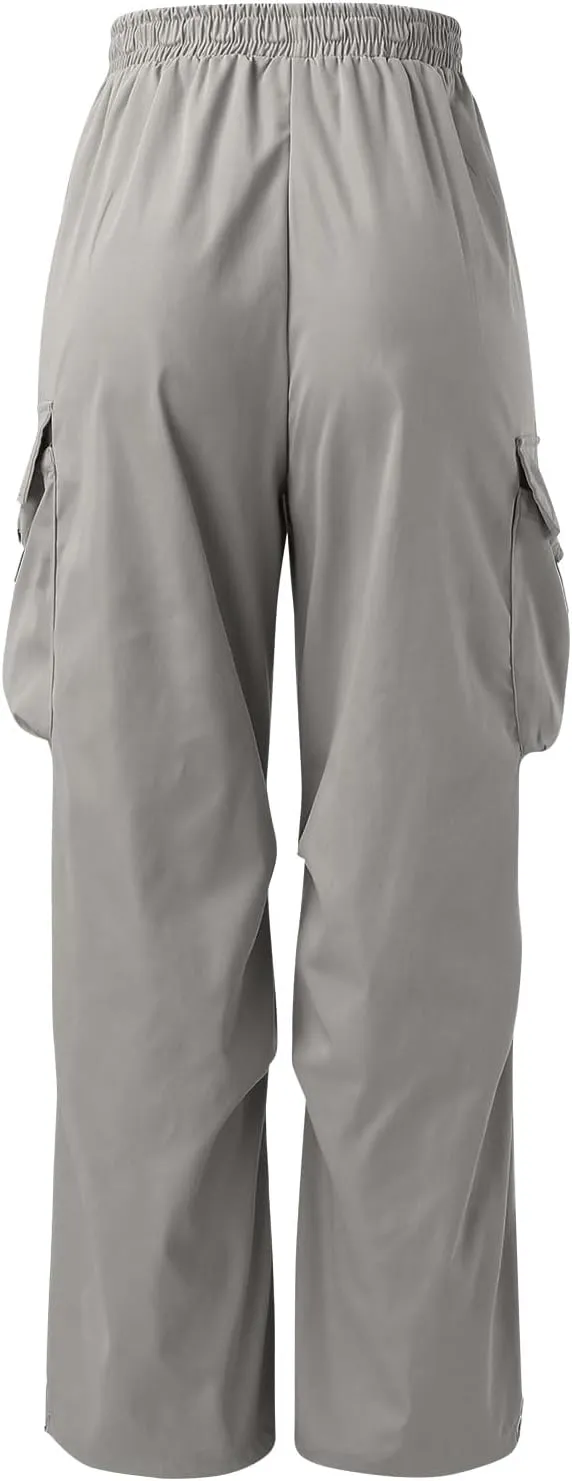 Cargo Pants Men Loose Fit Wide Leg Casual Joggers Elastic Waist Drawstring Outdoor Pants with Pockets
