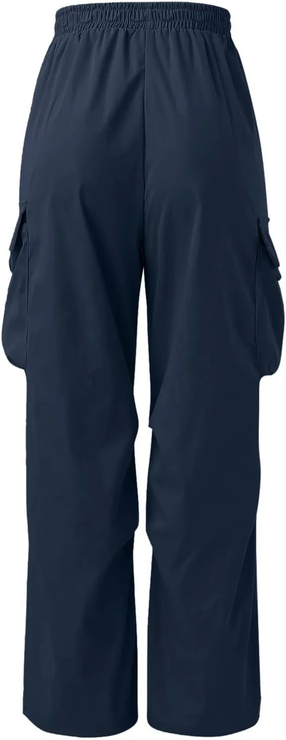 Cargo Pants Men Loose Fit Wide Leg Casual Joggers Elastic Waist Drawstring Outdoor Pants with Pockets