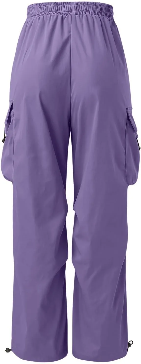 Cargo Pants Men Loose Fit Wide Leg Casual Joggers Elastic Waist Drawstring Outdoor Pants with Pockets